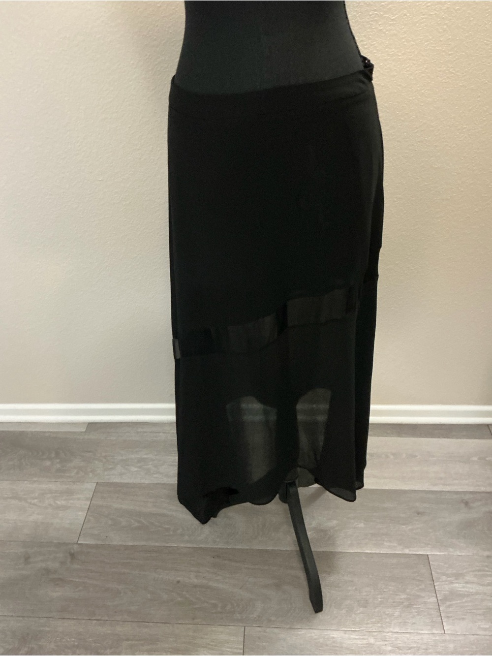 Flowing Black Asymmetrical Hem Women's Skirt - Picture 3 of 5